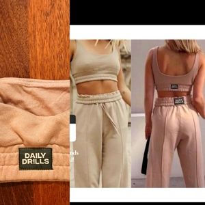 Daily Drills beige tan sweatshirt logo top S